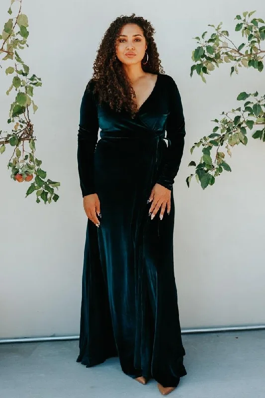 Esmerelda Velvet Wrap Maxi Dress | Jade