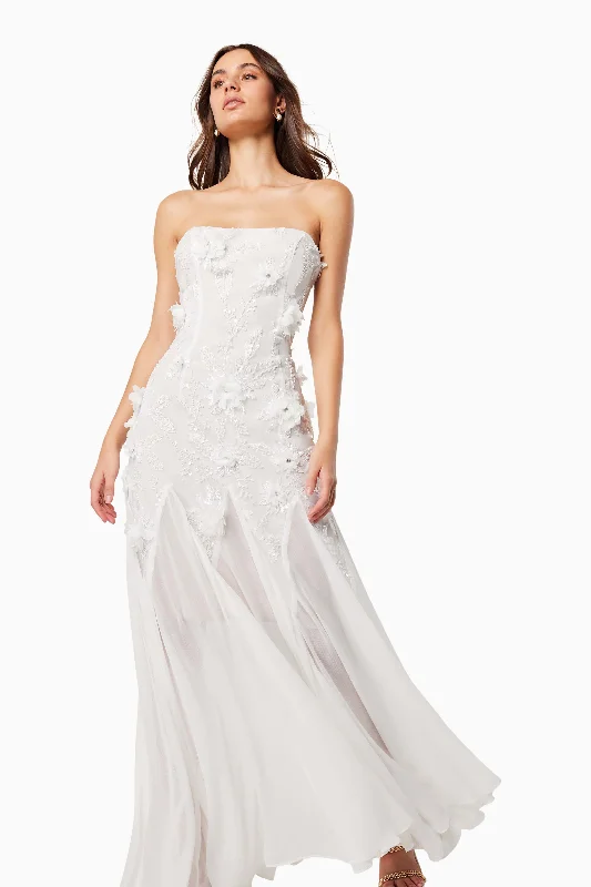 Evadne Strapless Maxi Gown In White