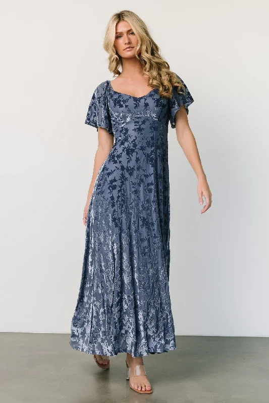 Everley Velvet Maxi Dress | Whisper Blue