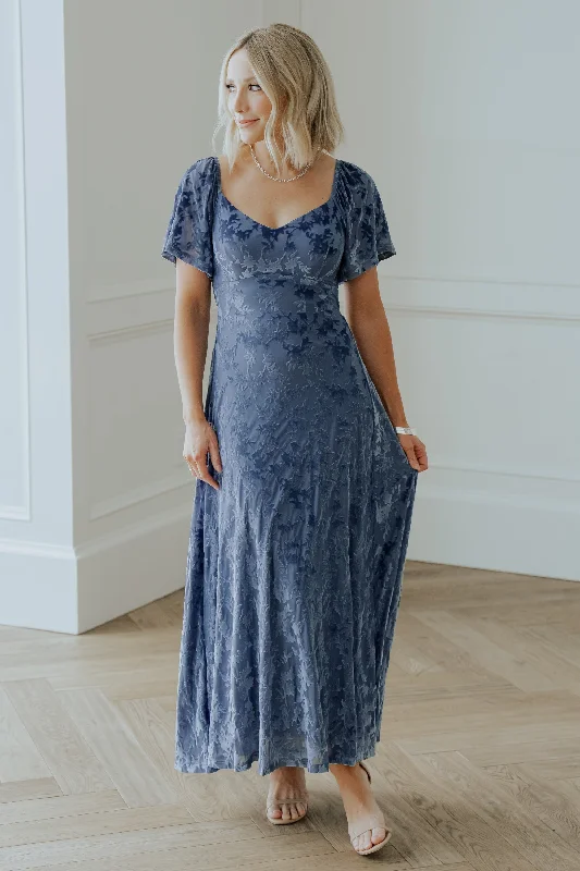 Everley Velvet Maxi Dress | Whisper Blue