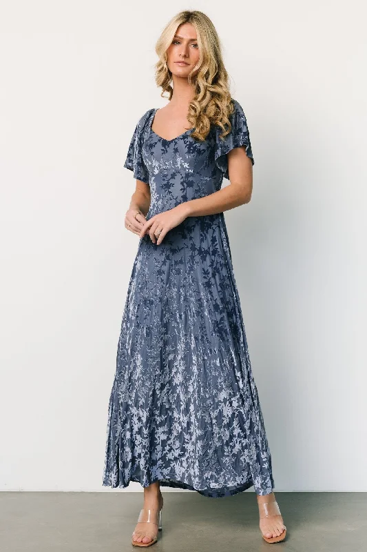 Everley Velvet Maxi Dress | Whisper Blue