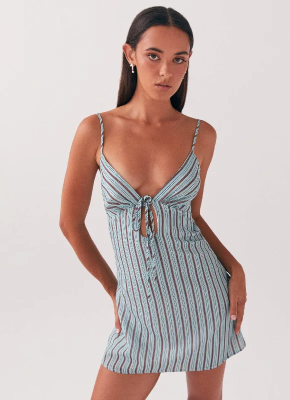 Flora Linen Mini Dress - Coastal Stripe