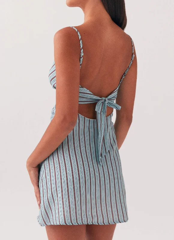 Flora Linen Mini Dress - Coastal Stripe