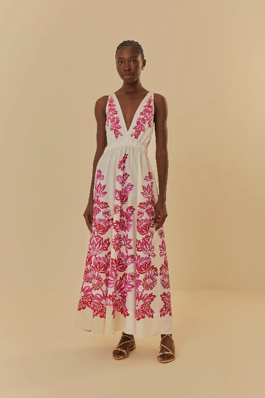 Off-White Flowerful Birds Maxi Dress