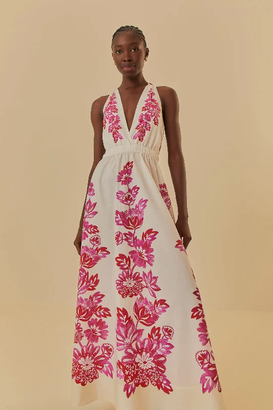 Off-White Flowerful Birds Maxi Dress