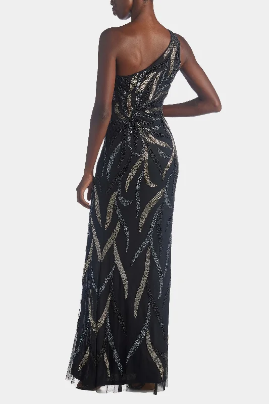 Fully Beaded Asymmetric Gown