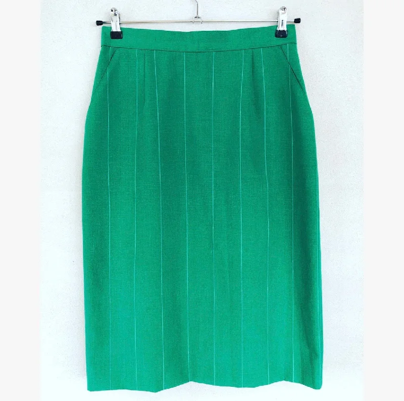 Green Pin Stripe Pencil Skirt