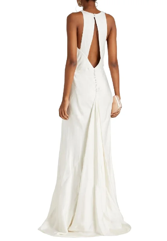 Lilly Cut-out Shirred Satin Wedding Gown