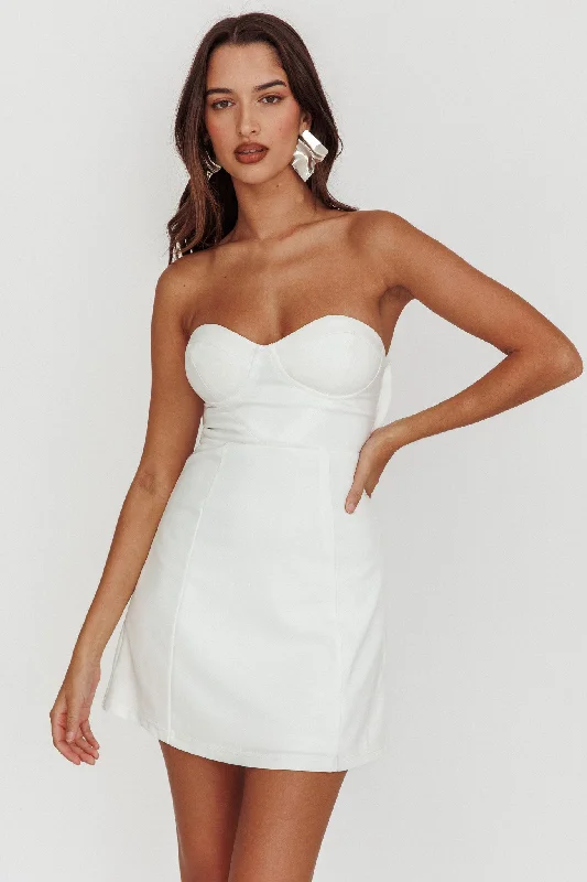 Ginger Strapless Sweetheart Mini Dress Off White