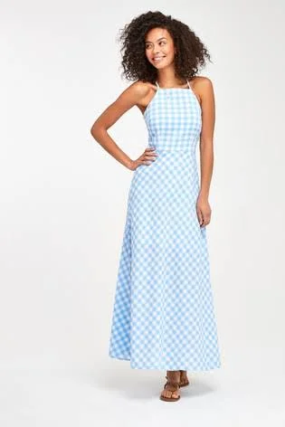 Gingham Strappy Dress Blue