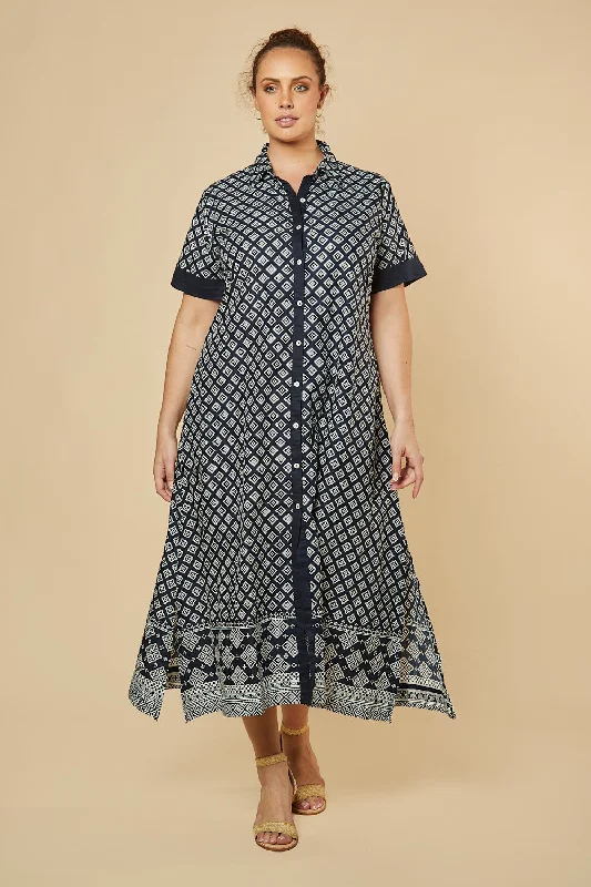 Gracie Shirt Dress in Navy Iris