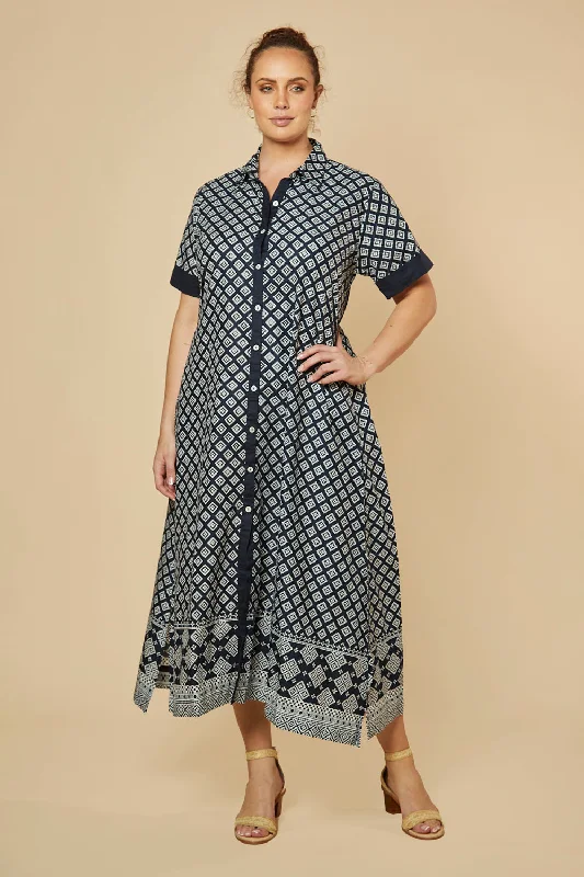 Gracie Shirt Dress in Navy Iris