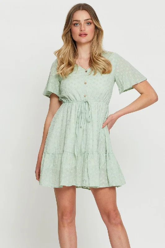 Green Mini Dress Short Sleeve