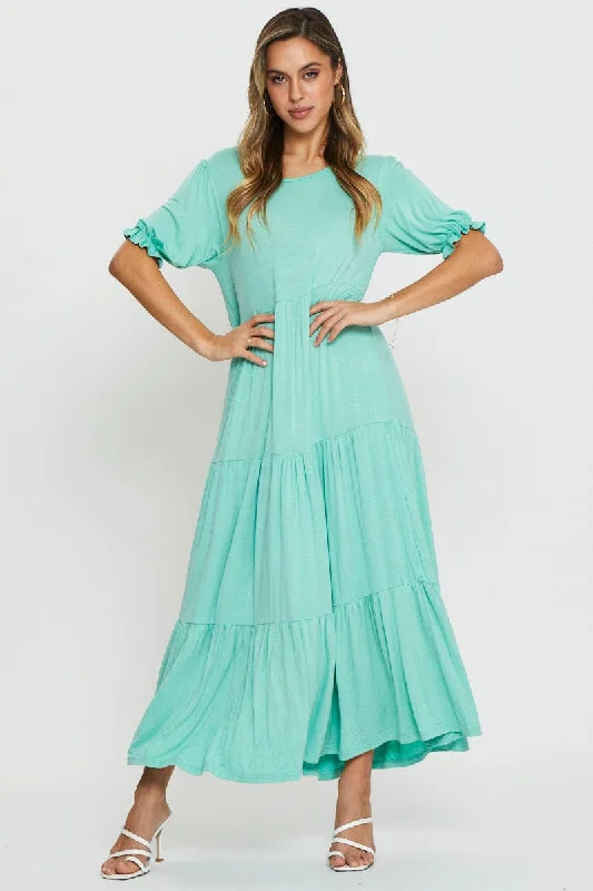 Green Tiered Maxi Dress