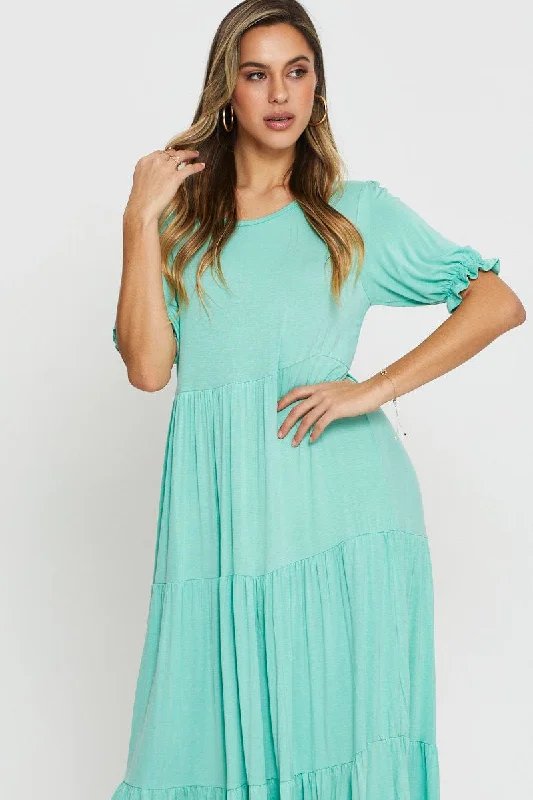 Green Tiered Maxi Dress