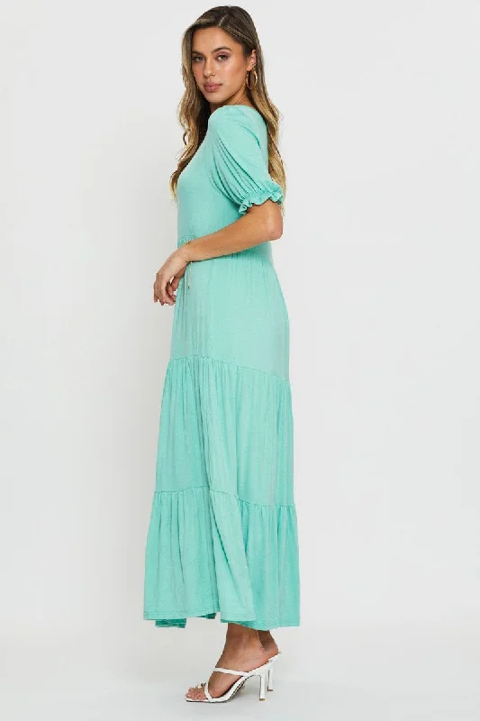 Green Tiered Maxi Dress