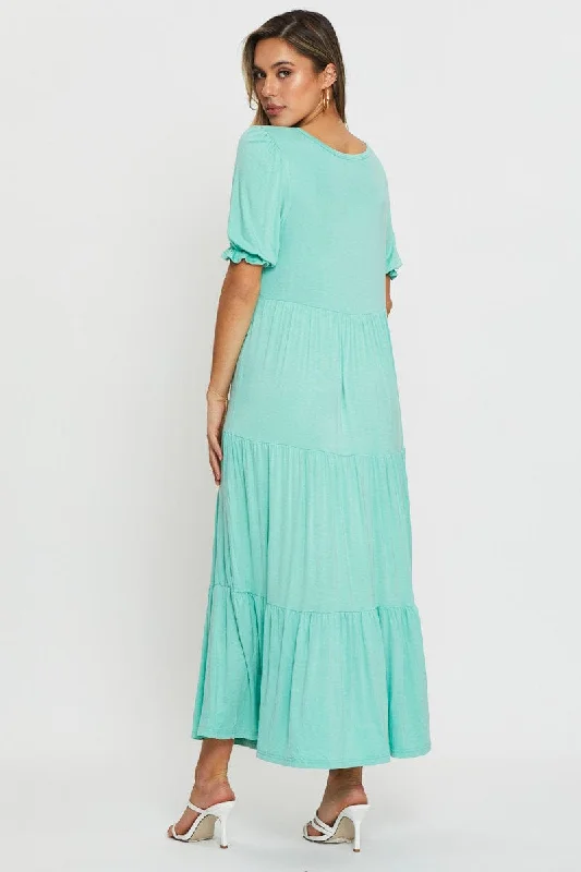 Green Tiered Maxi Dress