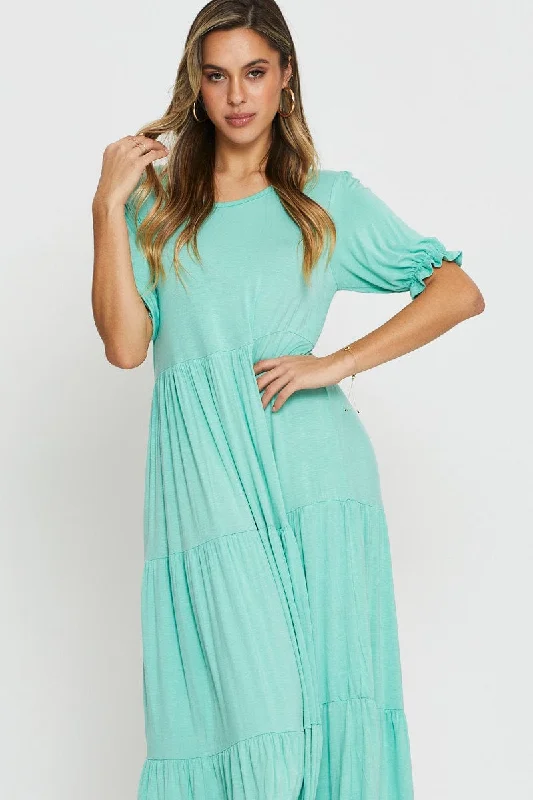 Green Tiered Maxi Dress