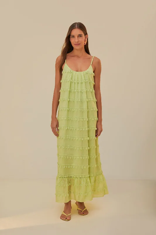 Green Trimmed Maxi Dress