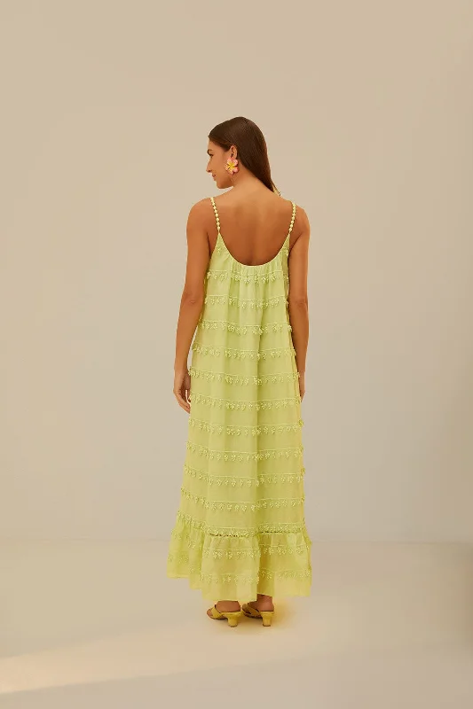 Green Trimmed Maxi Dress