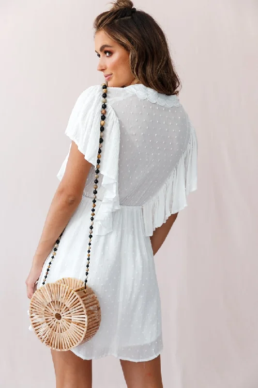 Hazel Crochet And Tassel Detail Drawstring Waist Dress White