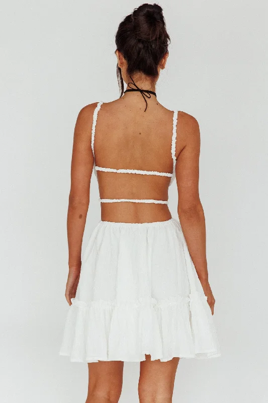 High Flier Open Back Mini Dress White