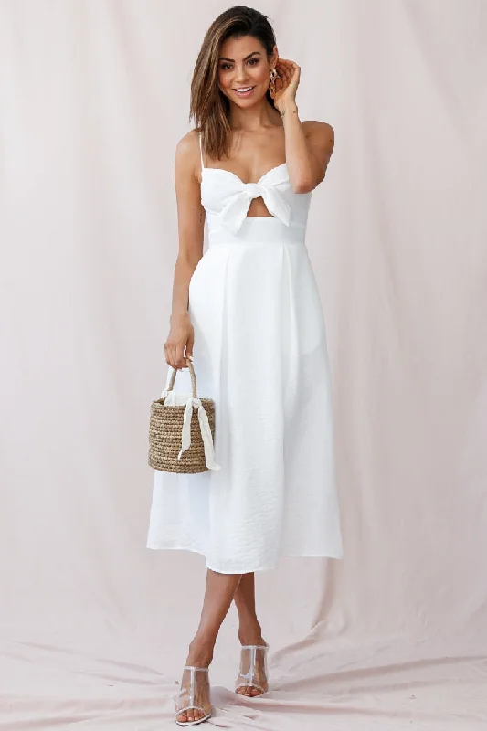 Hope Tie-Knot Bust Midi Dress White