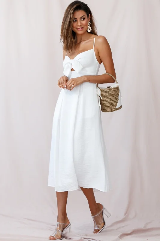 Hope Tie-Knot Bust Midi Dress White