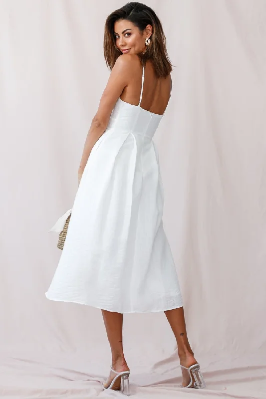 Hope Tie-Knot Bust Midi Dress White