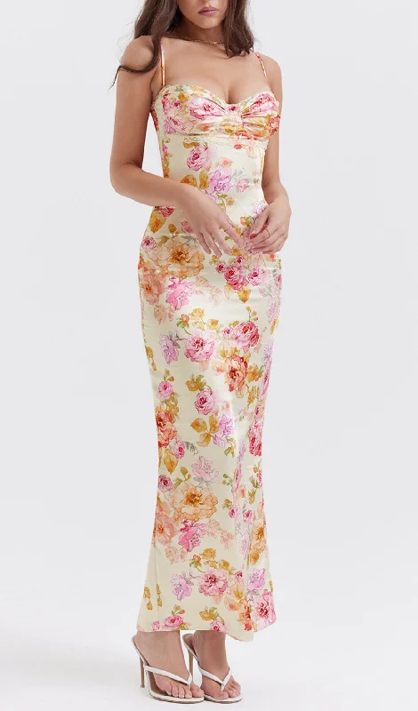 IVORY FLORAL MAXI DRESS