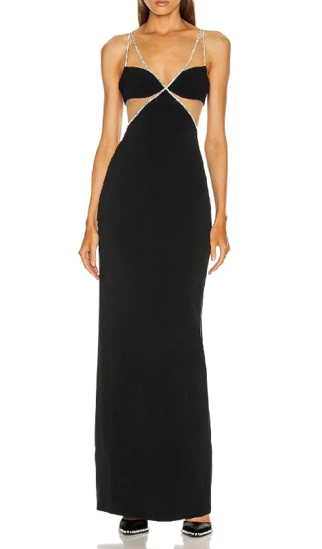 BLACK DIAMOND MESH MAXI BANDAGE DRESS