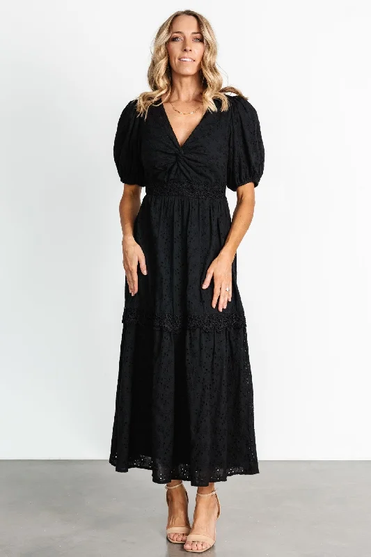 Jackie Eyelet Maxi Dress | Black