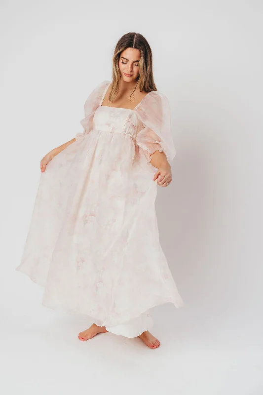 *New* Mona Maxi Dress with Smocking in Pale Pink Floral - Bump Friendly & Inclusive Sizing (S-3XL)