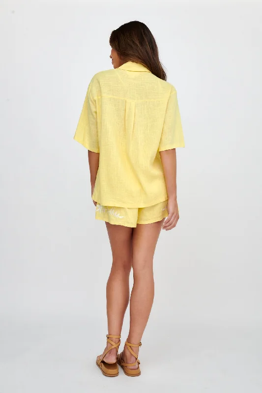 Jeni Embroidered Detail Shirt Yellow