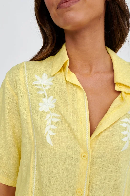 Jeni Embroidered Detail Shirt Yellow