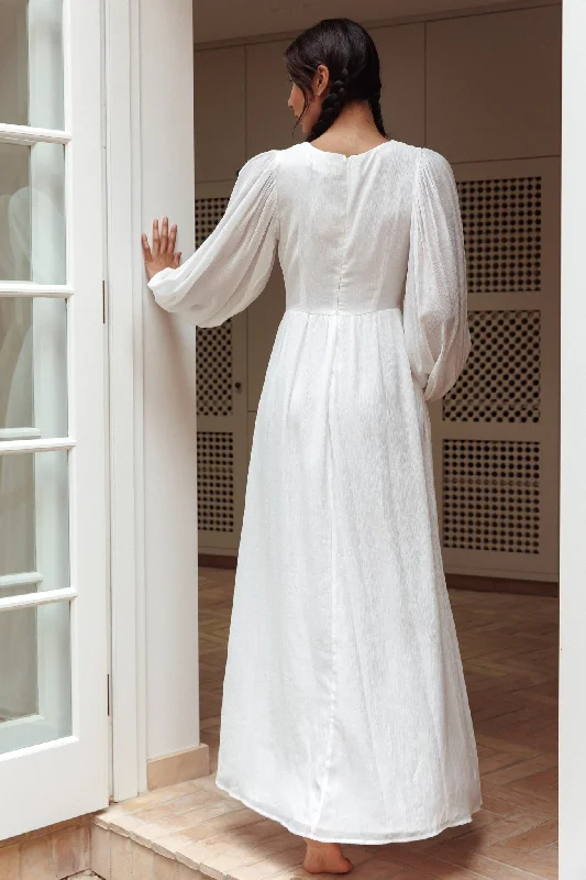 Jessalynn Cut-Out Long Sleeve Maxi Dress White