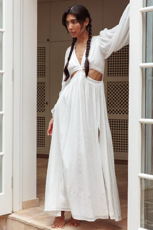 Jessalynn Cut-Out Long Sleeve Maxi Dress White