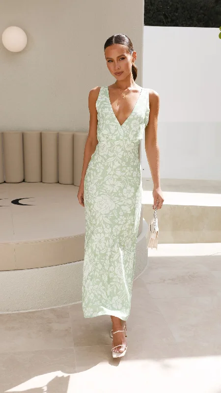 Julietta Maxi Dress - Green Floral