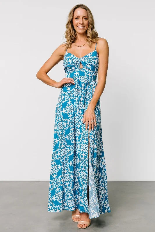 Kali Maxi Dress | Blue + White