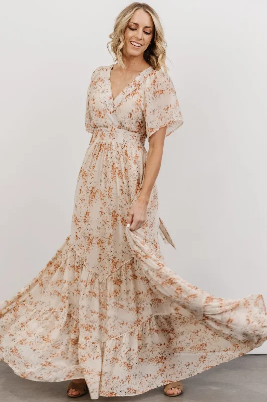 Katherine Maxi Dress | Cream + Rust Floral