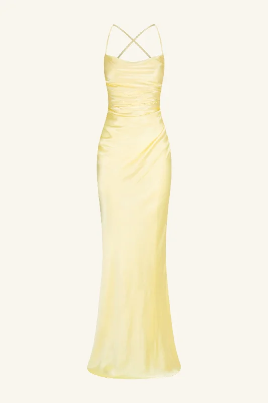 LA LUNE LACE BACK MAXI DRESS - LEMON