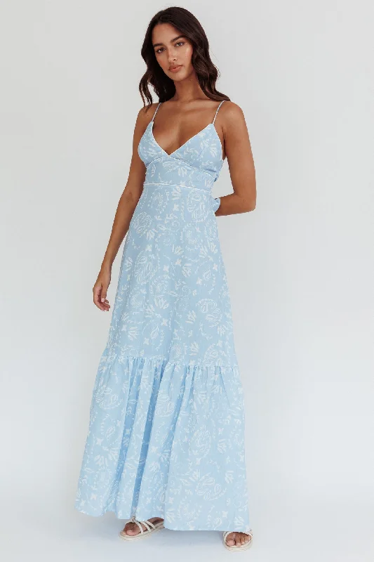 Later Days Cami Strap Maxi Dress Paisley Blue