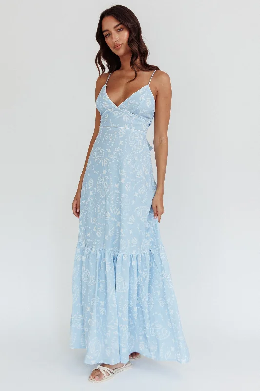 Later Days Cami Strap Maxi Dress Paisley Blue