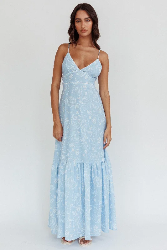 Later Days Cami Strap Maxi Dress Paisley Blue