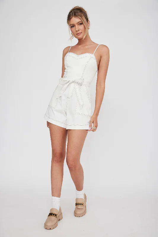 Laureen Pocket Romper White