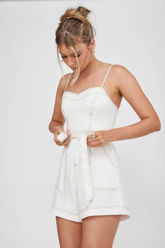 Laureen Pocket Romper White