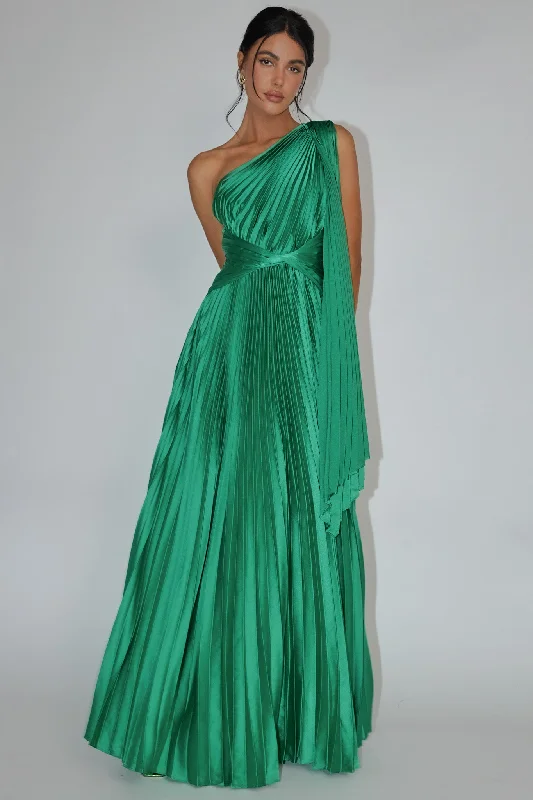 Laxmi Accordion Pleat Maxi Dress Kelly Green