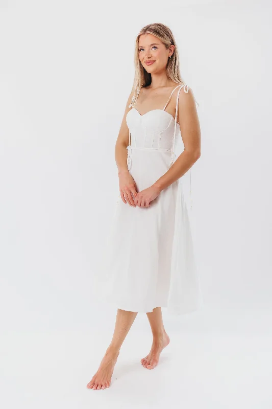 Norma Jean Bustier-Style Midi Dress in White