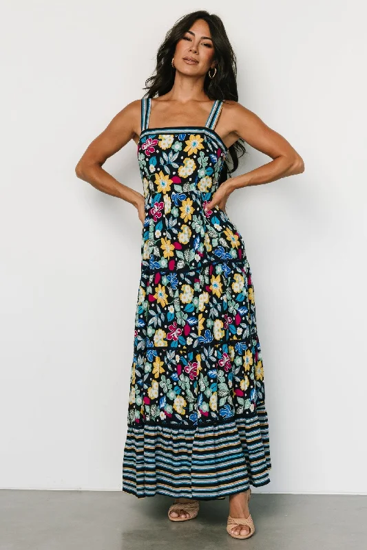 Lucia Tank Maxi Dress | Black Multi Print