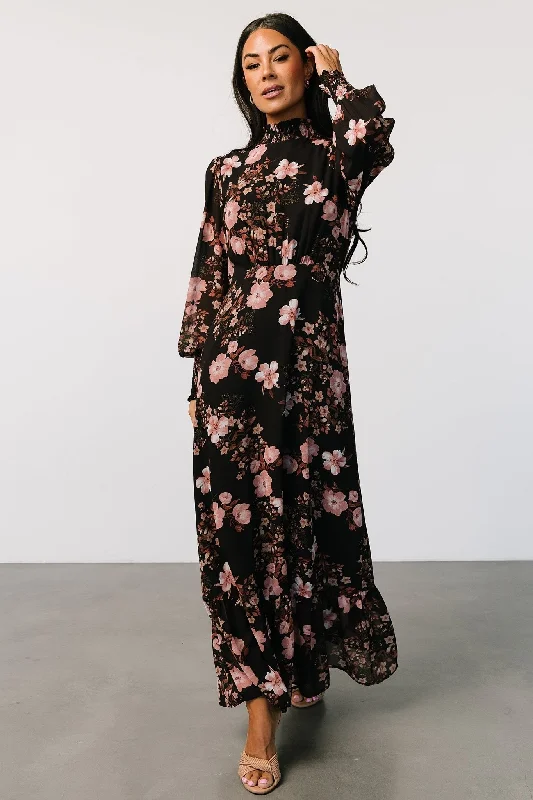 Luciana Maxi Dress | Black + Mauve